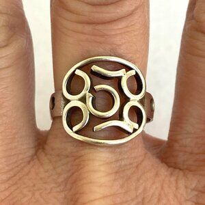 Sterling Silver 925 Mexico Modernist Geometric Scrolling Band Ring Sz 8.75